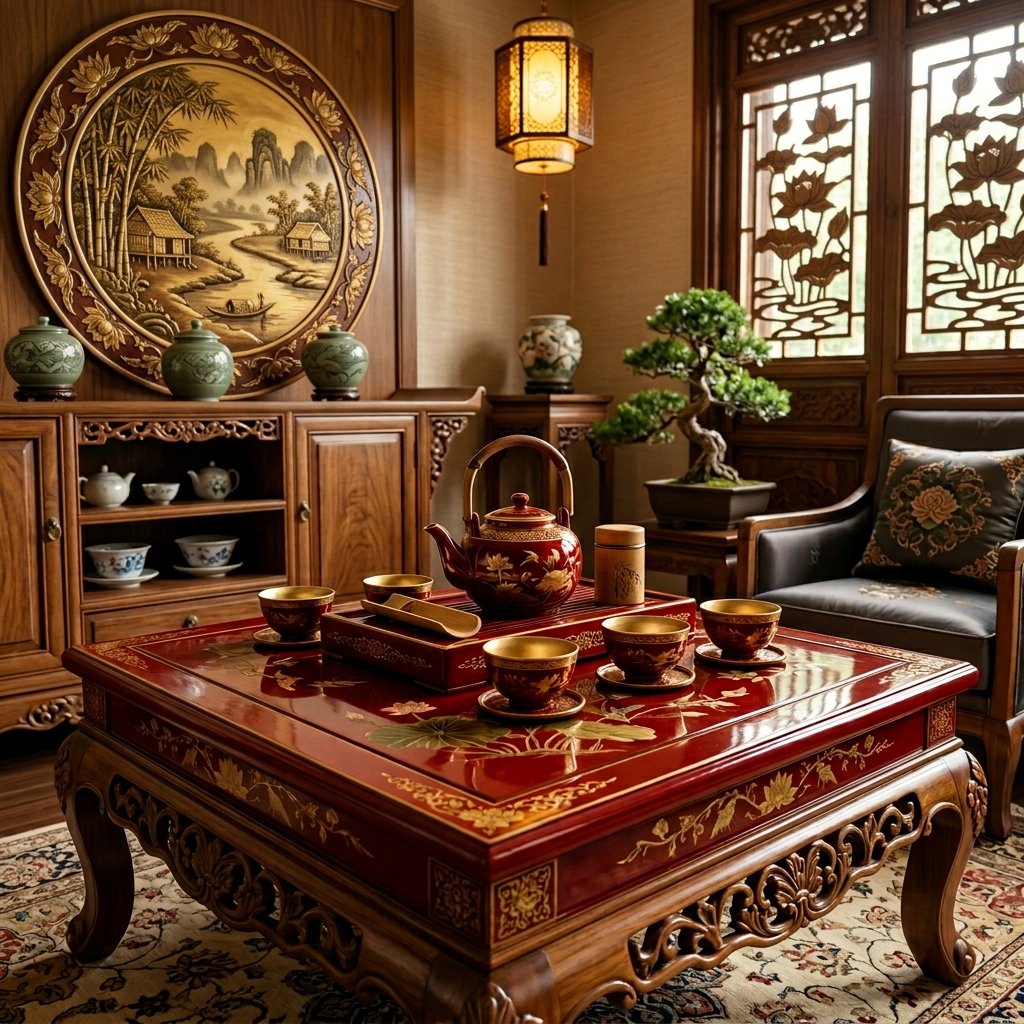 Bộ bàn trà sơn mài
