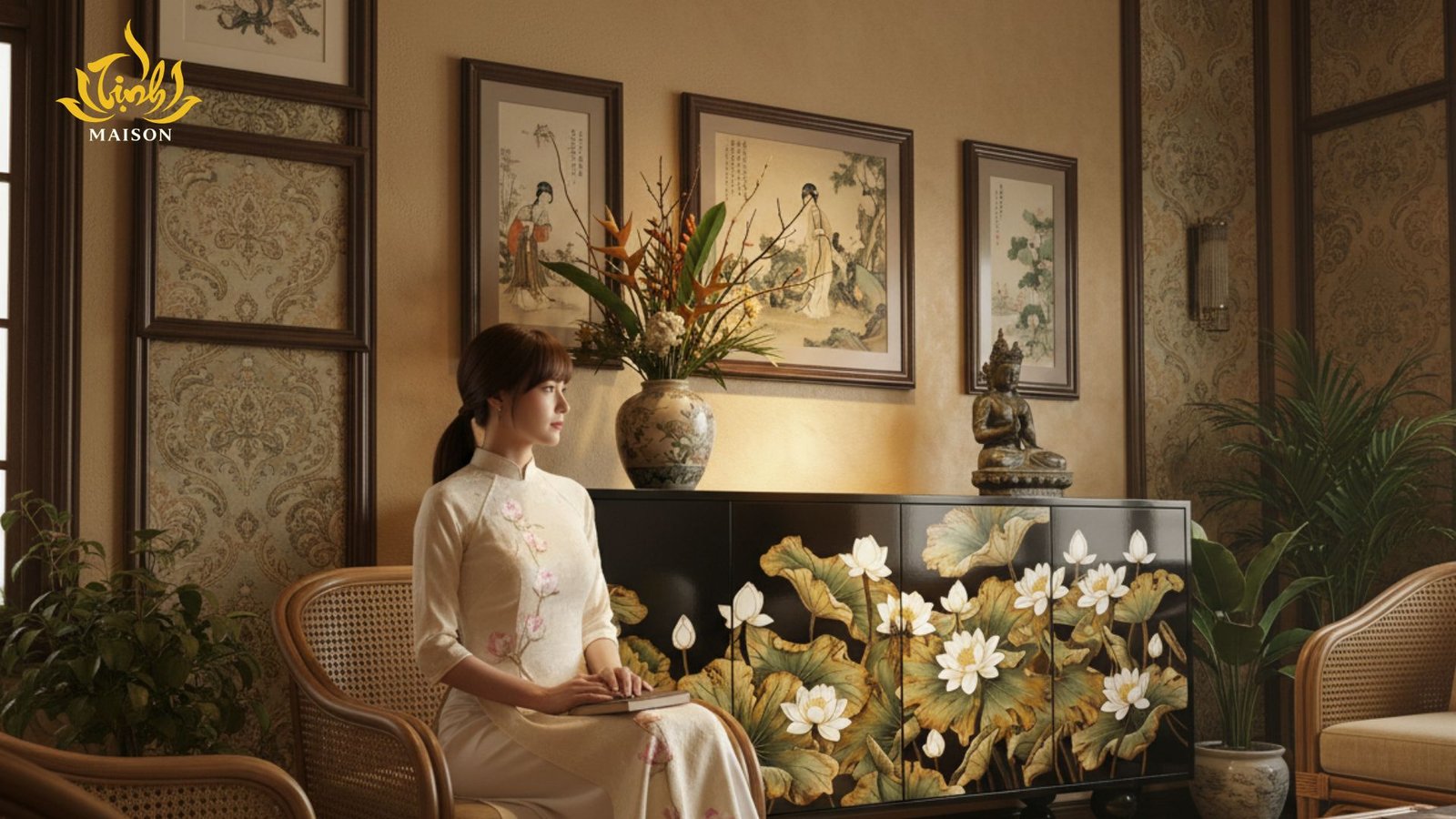Tủ thờ sơn mài Liên Nguyệt - Image 2