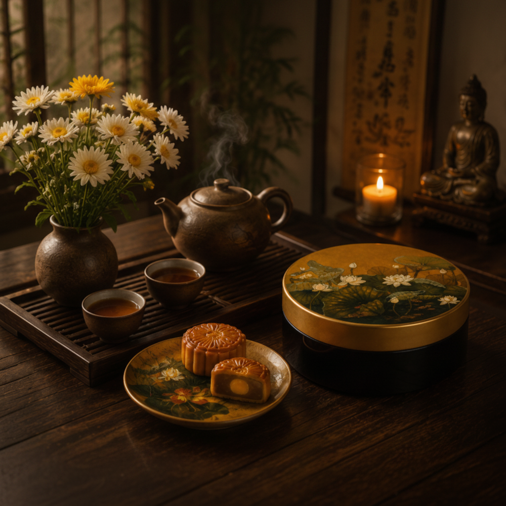 Hộp bánh trung thu sơn mài Bách Liên Dạ Nguyệt - Image 4