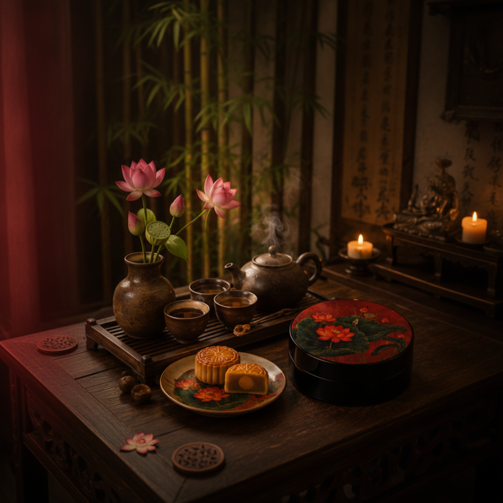 Hộp bánh trung thu sơn mài Chu Sa Liên Hoa - Image 6