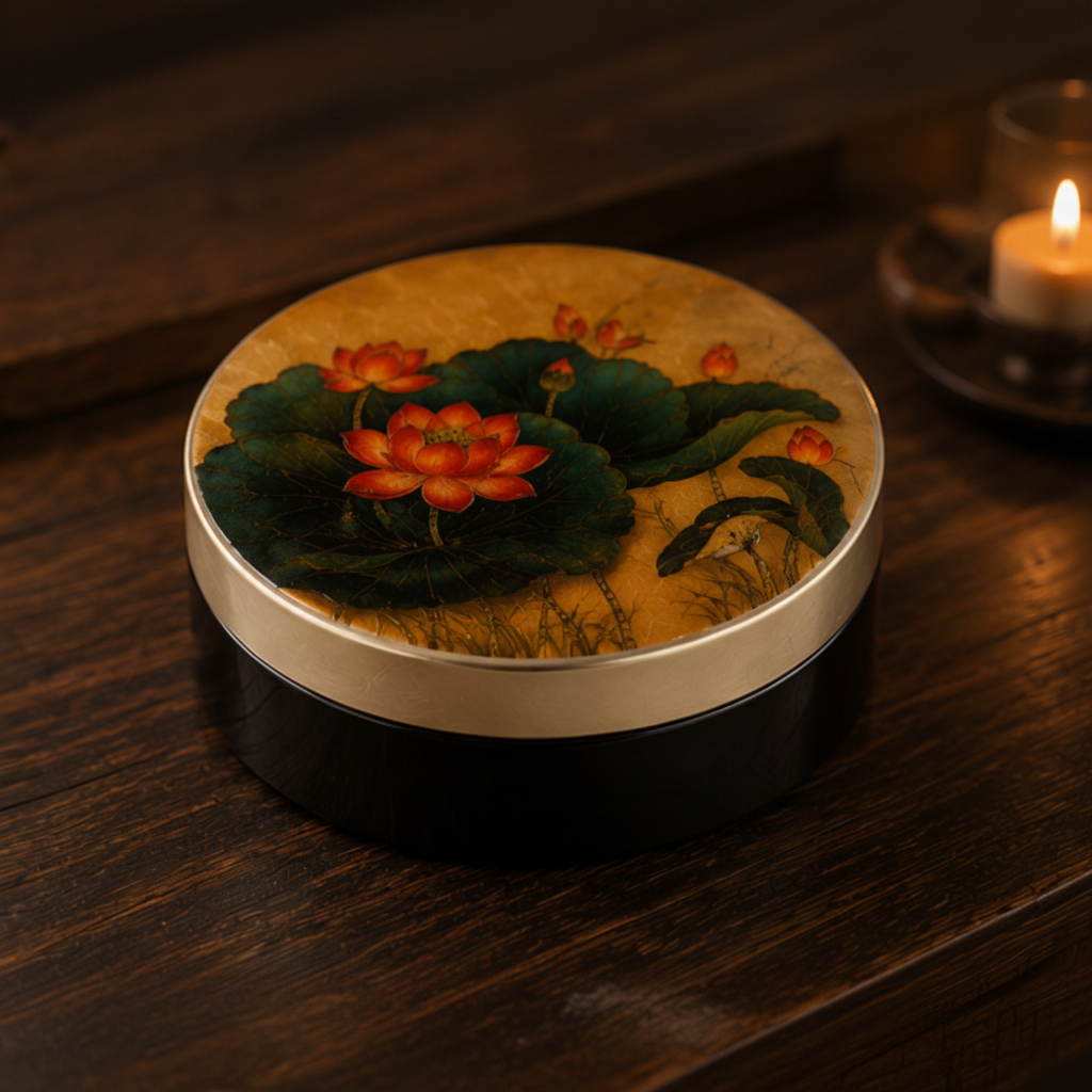 Hộp bánh trung thu sơn mài Hồng Liên Thưởng Nguyệt - Image 3