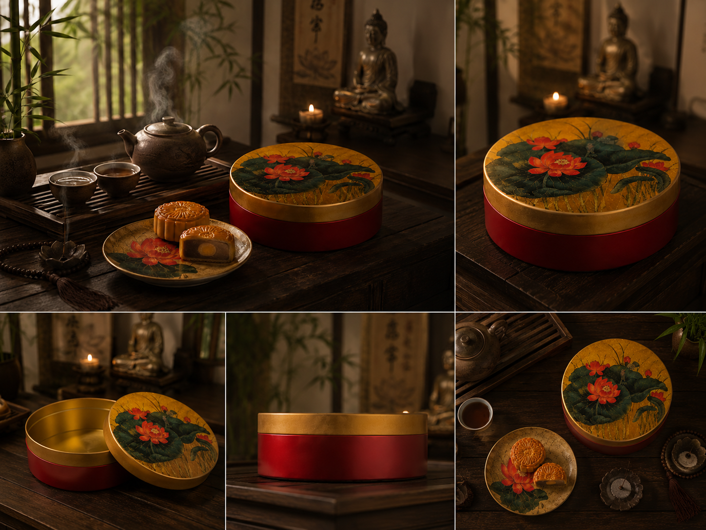 Hộp bánh trung thu sơn mài Hồng Liên Thưởng Nguyệt - Image 5