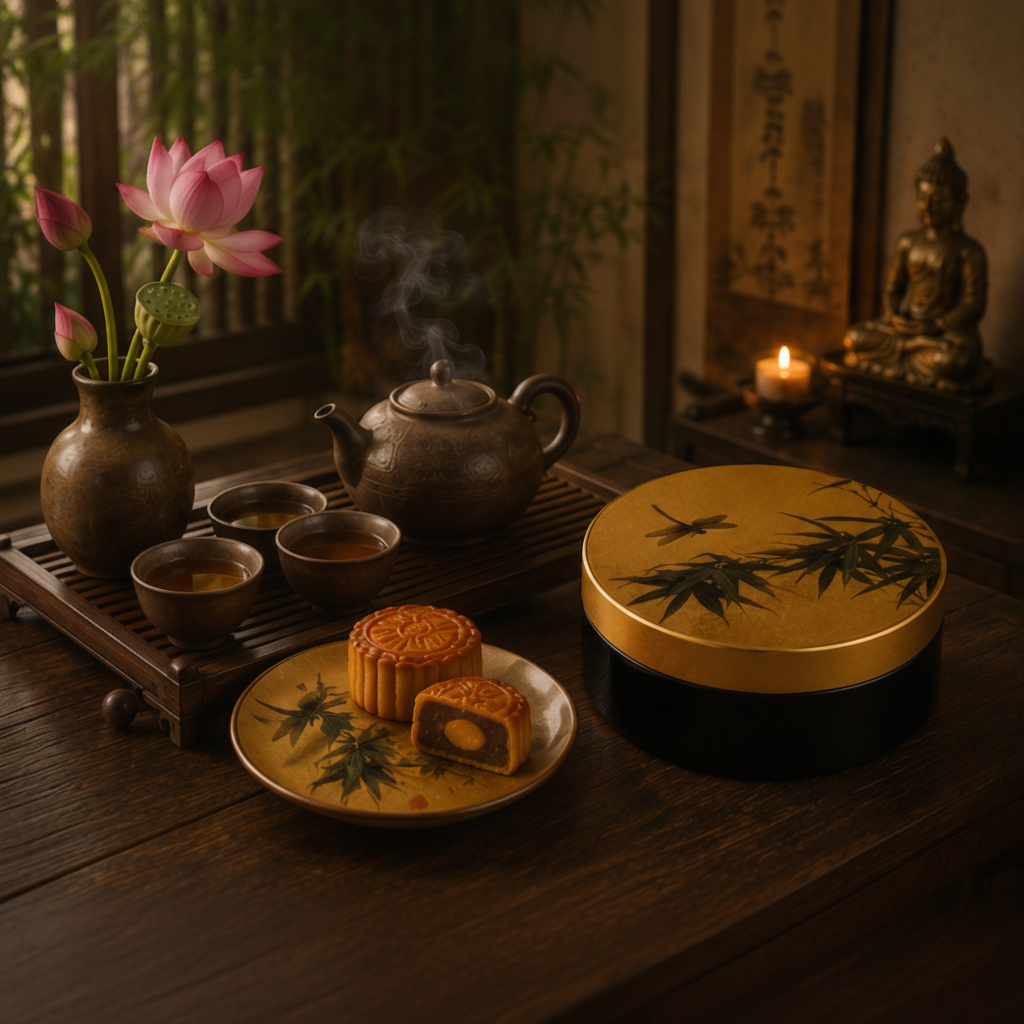 Hộp bánh trung thu sơn mài Trúc Vũ Bình An mẫu số 1 - Image 2