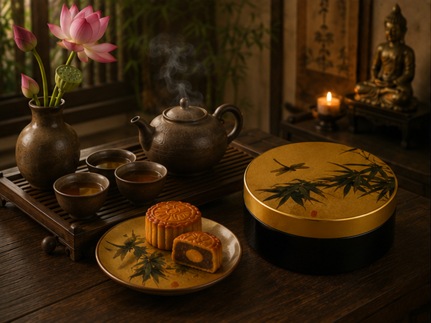 Hộp bánh trung thu sơn mài Trúc Vũ Bình An mẫu số 1 - Image 5