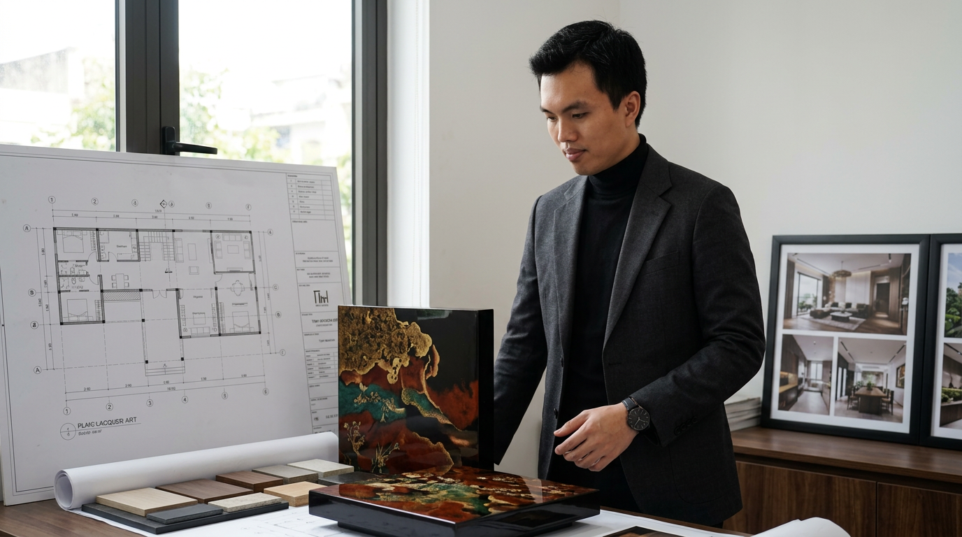 KTS Nguyễn Trung Thành và cách nhìn sơn mài như một phần của không gian